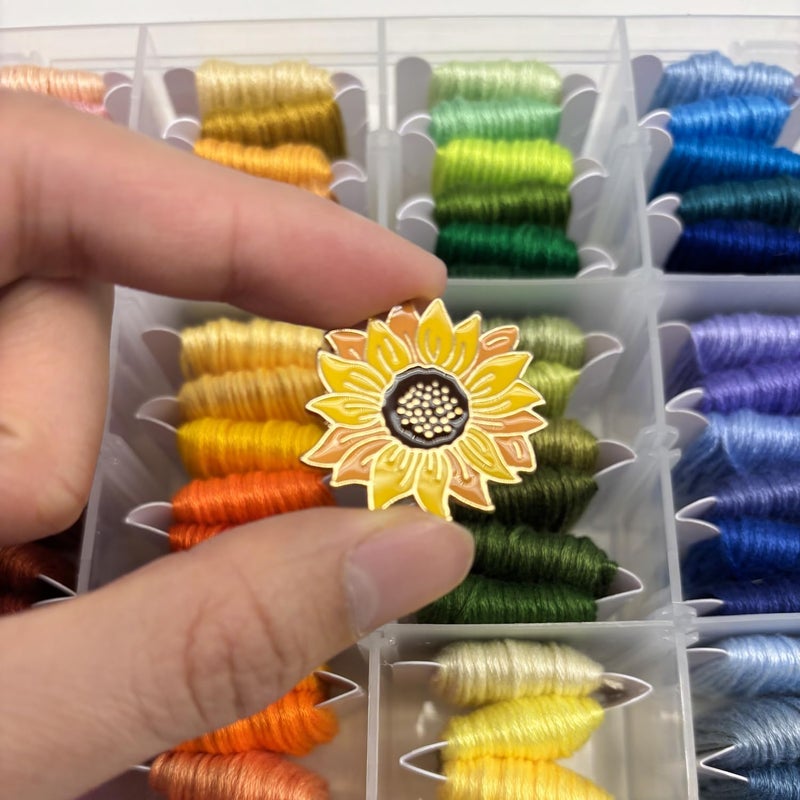 Amesuspes Needle Minder for Keeping Sewing & Embroidery Needles – Magnetic Needlepoint Holder, Cross Stitch Supplies – Secure & Decorative Needle Minders for Stitching & Crafting (Sunflower) - Image 3